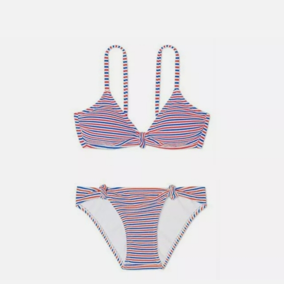 Juniors' Xhiliration Textured Side Knot Bikini set - Picture 7 of 13